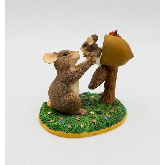 Charming Tails "New Arrival" 97/717 Fitz & Floyd Mice Figurine Baby in Mailbox - Picture 3 of 8